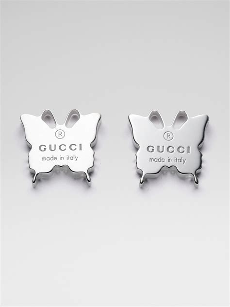 gucci interlocking sterling silver earrings|Gucci sterling silver butterfly earrings.